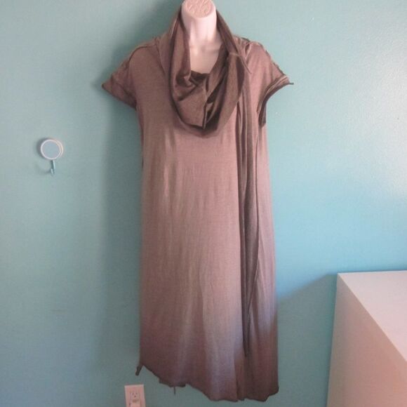 Studio B3 Womens Size 40 / M Gray Cotton Avant Garde Midi Cowlneck Long Dress - Picture 4 of 15